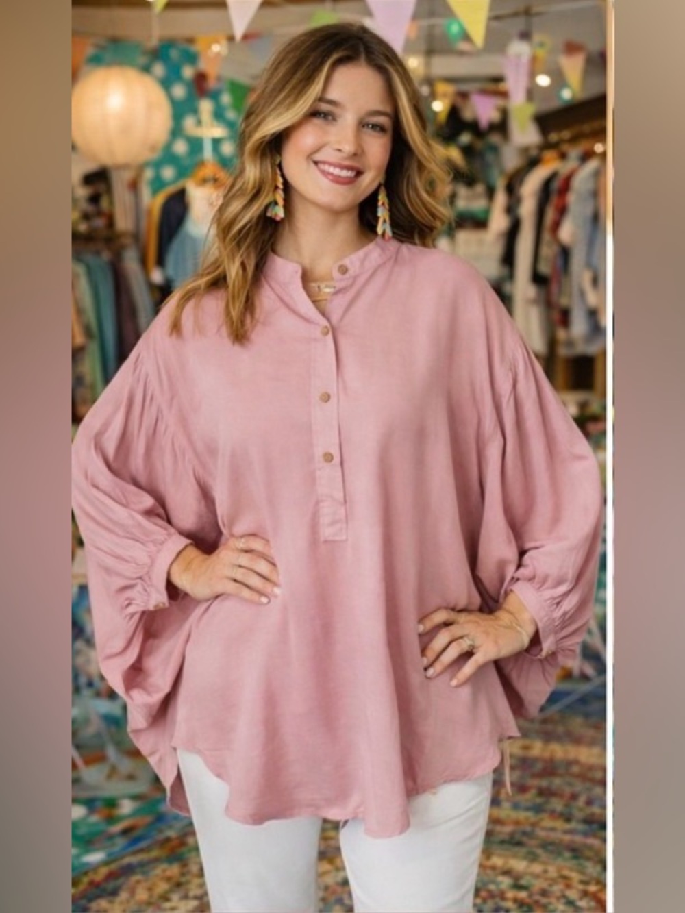 Unicorn Tribe Lavender Oversized Top 1XL | Plus Size Boho Chic Flowy Rayon